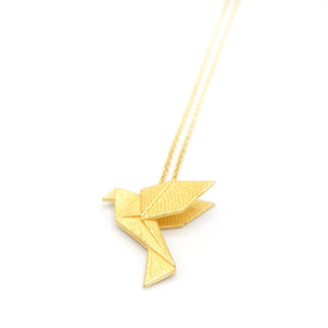 Collier oiseau Origami métal