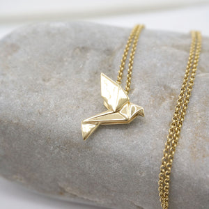 Collier mini oiseau Origami plaqué