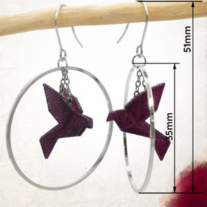 Boucles d'Oreilles Colorées 🎨 MINI oiseau Origami | Créoles argentées