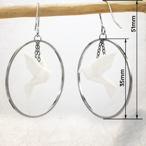 Boucles d'Oreilles Colorées 🎨 MINI oiseau Origami | Créoles argentées