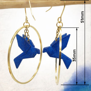 Boucles d'Oreilles Colorées 🎨 MINI oiseau Origami | Créoles dorées