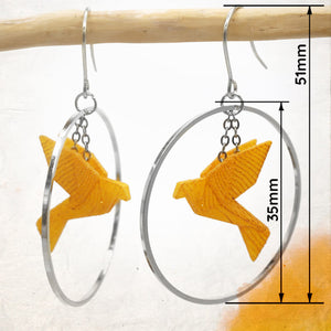 Boucles d'Oreilles Colorées 🎨 MINI oiseau Origami | Créoles argentées