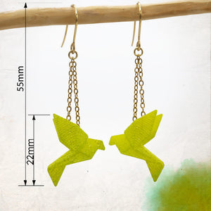 Boucles d'Oreilles Colorées 🎨 MINI oiseau Origami | Dorées