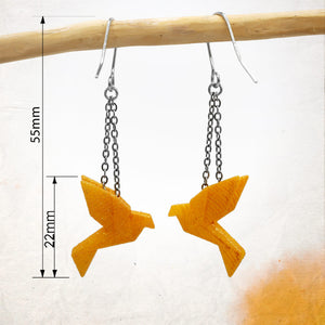 Boucles d'Oreilles Colorées 🎨  MINI oiseau Origami | Argentées