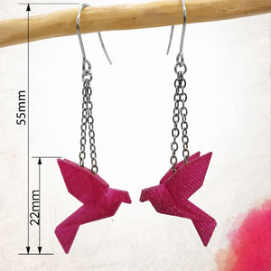Boucles d'Oreilles Colorées 🎨  MINI oiseau Origami | Argentées