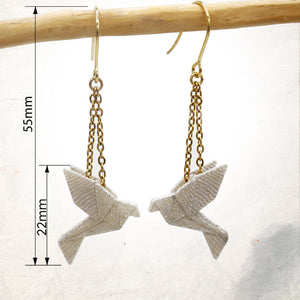 Boucles d'Oreilles Colorées 🎨 MINI oiseau Origami | Dorées