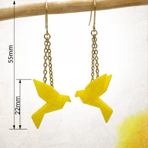 Boucles d'Oreilles Colorées 🎨 MINI oiseau Origami | Dorées