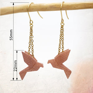 Boucles d'Oreilles Colorées 🎨 MINI oiseau Origami | Dorées