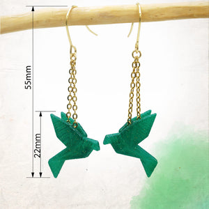 Boucles d'Oreilles Colorées 🎨 MINI oiseau Origami | Dorées