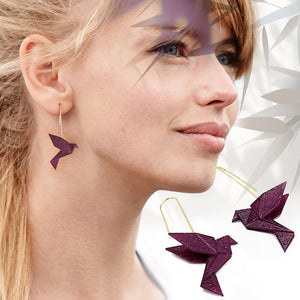 Boucles d'oreilles pendante oiseau Origami