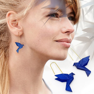 Boucles d'oreilles pendante oiseau Origami