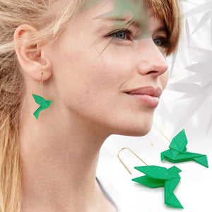 Boucles d'oreilles pendante oiseau Origami