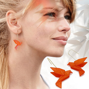 Boucles d'oreilles pendante oiseau Origami