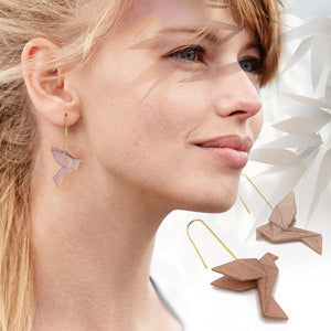 Boucles d'oreilles pendante oiseau Origami