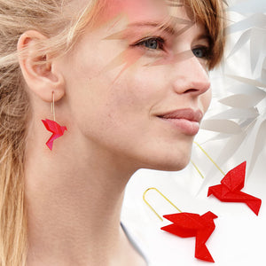 Boucles d'oreilles pendante oiseau Origami