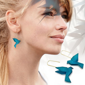 Boucles d'oreilles pendante oiseau Origami