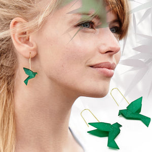 Boucles d'oreilles pendante oiseau Origami