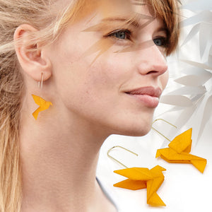 Boucles d'oreilles pendante oiseau Origami