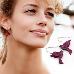 Boucles d'Oreilles Colorées 🎨 Tiny MINI oiseau Origami | Argentées
