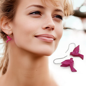 Boucles d'Oreilles Colorées 🎨 Tiny MINI oiseau Origami | Argentées