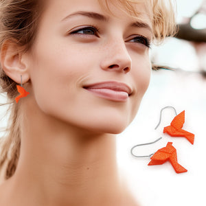 Boucles d'Oreilles Colorées 🎨 Tiny MINI oiseau Origami | Argentées
