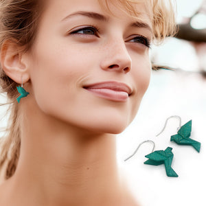 Boucles d'Oreilles Colorées 🎨 Tiny MINI oiseau Origami | Argentées
