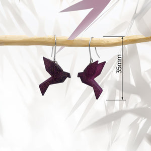 Boucles d'Oreilles Colorées 🎨 Tiny MINI oiseau Origami | Argentées
