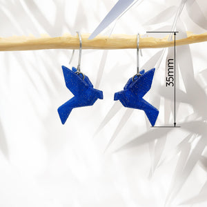 Boucles d'Oreilles Colorées 🎨 Tiny MINI oiseau Origami | Argentées