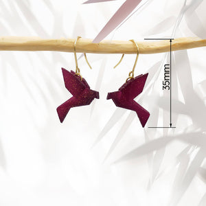 Boucles d'Oreilles Colorées 🎨 Tiny MINI oiseau Origami | Dorées