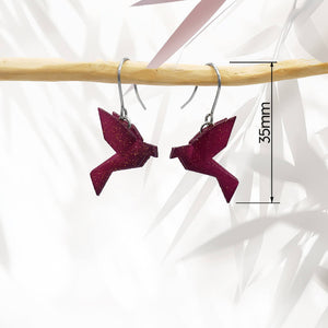 Boucles d'Oreilles Colorées 🎨 Tiny MINI oiseau Origami | Argentées