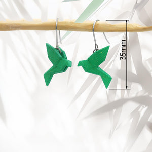 Boucles d'Oreilles Colorées 🎨 Tiny MINI oiseau Origami | Argentées