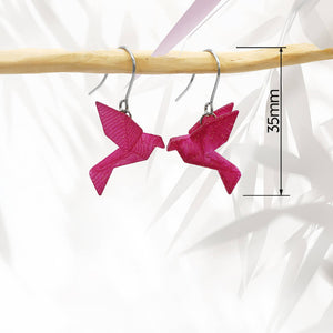 Boucles d'Oreilles Colorées 🎨 Tiny MINI oiseau Origami | Argentées