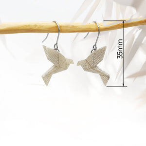 Boucles d'Oreilles Colorées 🎨 Tiny MINI oiseau Origami | Argentées
