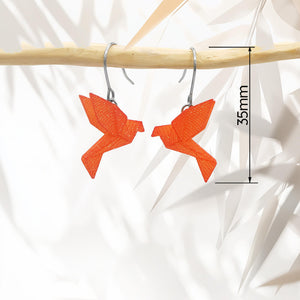 Boucles d'Oreilles Colorées 🎨 Tiny MINI oiseau Origami | Argentées