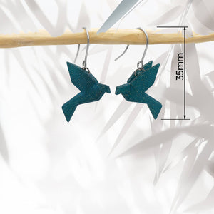 Boucles d'Oreilles Colorées 🎨 Tiny MINI oiseau Origami | Argentées