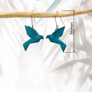 Boucles d'Oreilles Colorées 🎨 Tiny MINI oiseau Origami | Argentées