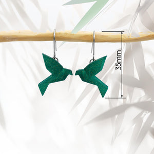 Boucles d'Oreilles Colorées 🎨 Tiny MINI oiseau Origami | Argentées