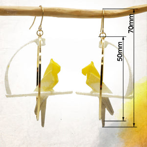 Boucles d'Oreilles Colorées 🎨 PERROQUET Origami | Créoles dorées