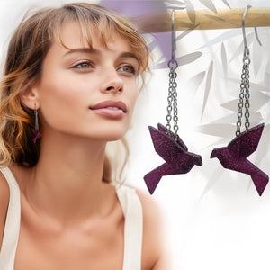 Boucles d'Oreilles Colorées 🎨  MINI oiseau Origami | Argentées