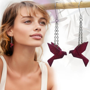 Boucles d'Oreilles Colorées 🎨  MINI oiseau Origami | Argentées