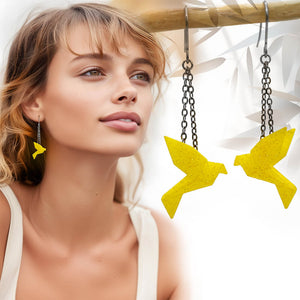 Boucles d'Oreilles Colorées 🎨  MINI oiseau Origami | Argentées
