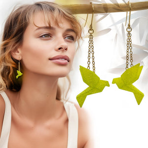 Boucles d'Oreilles Colorées 🎨 MINI oiseau Origami | Dorées