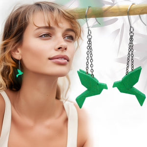 Boucles d'Oreilles Colorées 🎨  MINI oiseau Origami | Argentées