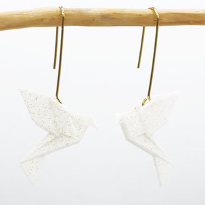 Boucles d'oreilles pendante oiseau Origami