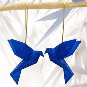 Boucles d'oreilles pendante oiseau Origami