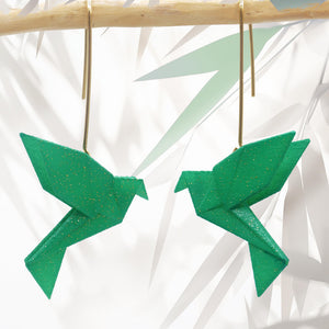 Boucles d'oreilles pendante oiseau Origami