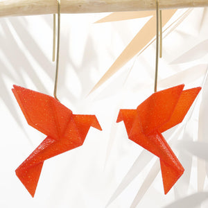 Boucles d'oreilles pendante oiseau Origami