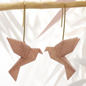 Boucles d'oreilles pendante oiseau Origami