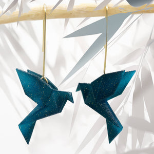 Boucles d'oreilles pendante oiseau Origami