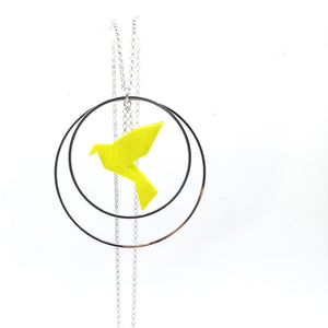 Collier sautoir oiseau Origami : BIRDY créoles argentées